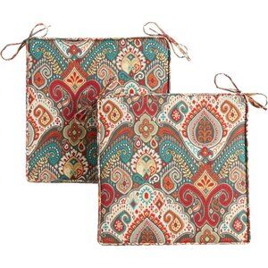 Greendale Home Fashions Outdoor 18" Square Reversible Seat Cushions w/ Ties 2 pk